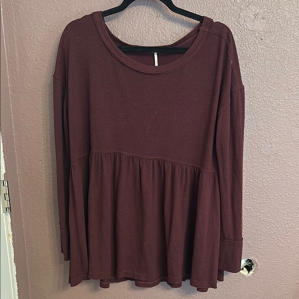 Free People Rich Burgundy Tunic Top